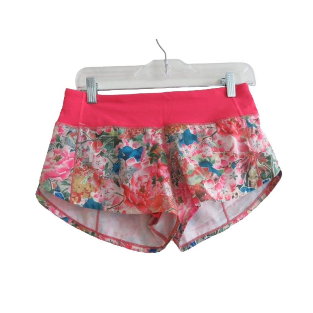 LULULEMON Seawheeze 2018 Speed Up Short 2.5" Coral Floral Cherry Blossom RARE